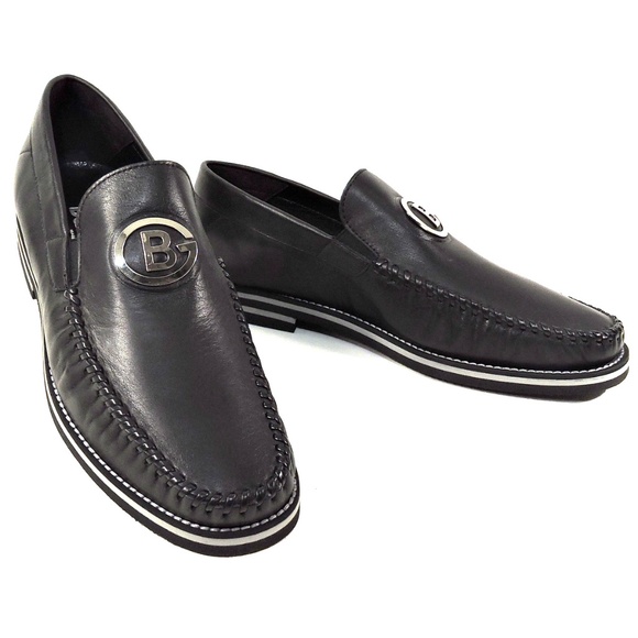 BALDININI 🇮🇹 MEN'S BLACK SOFT LEATHER COMFORT SUMMER LOAFERS - Picture 1 of 8